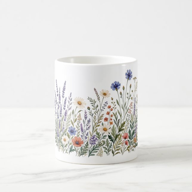 Café Taza de Acuarela Boho Flores Silvestres (Centro)