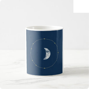 Café Taza de Acuarela Celestial - Índigo y Dorado