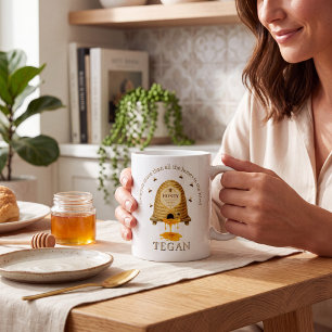 Café Taza de acuarela con frase de amor de miel dulce a