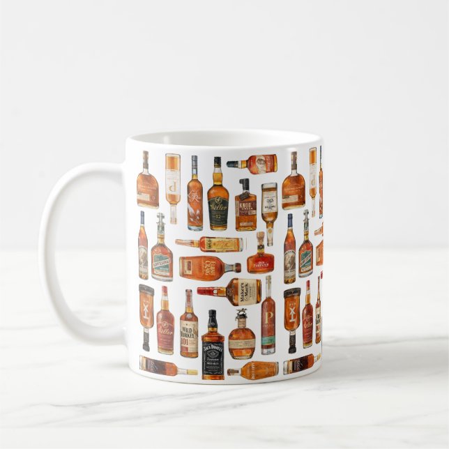 Café Taza de Acuarela de Botella de Bourbon (Izquierda)