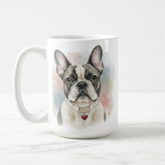 Café Taza de Acuarela de Bulldog Francés – San Valentín