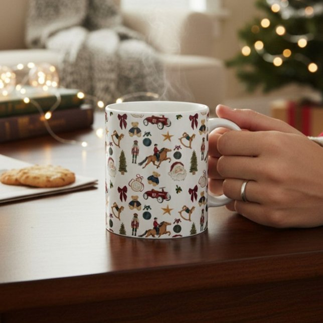 Café Taza de Acuarela de Juguetes Navideños Nostálgicos (Subido por el creador)