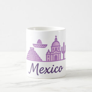 Café Taza de acuarela de México • Arte de línea minimal