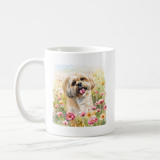 Café Taza de acuarela Lhasa Apso (Izquierda)