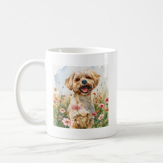 Café Taza de Acuarela Maltesa (Izquierda)