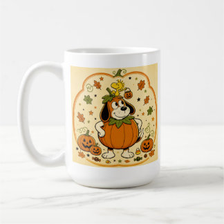 Café Taza de Acuarela Naranja de Halloween con Perro Di