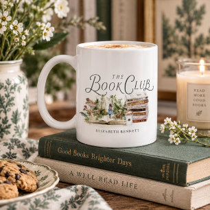Café Taza de Acuarela Personalizada para Club de Lectur