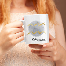 Taza de Acuario personalizada con acuarela del Zod