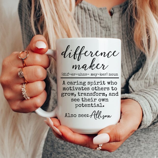 Café Taza de agradecimiento con 'Marcador de diferencia (best teacher mug, employee appreciation gift, volunteer thank you gift, meaningful thank you gift,)