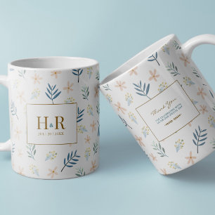 Café Taza de agradecimiento de boda con monograma de fl