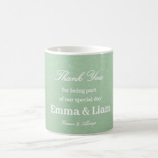 Café Taza de agradecimiento de boda verde pistacho eleg
