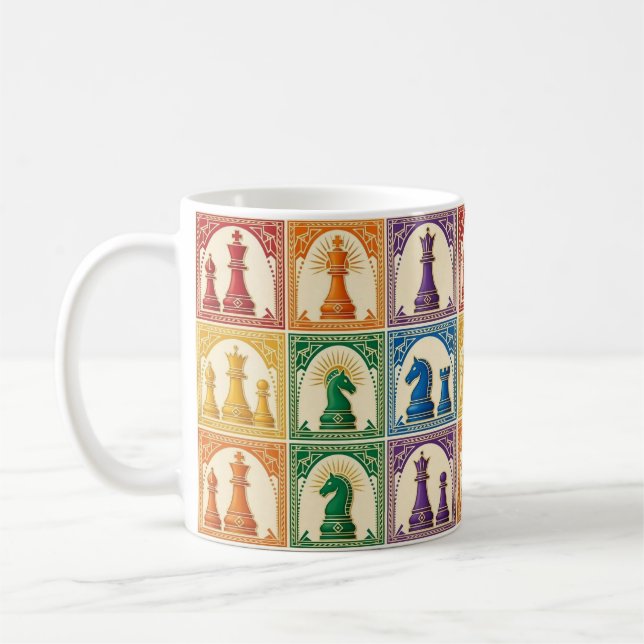 Café Taza de ajedrez Art Deco Arcoíris (Izquierda)