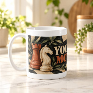 Café Taza de ajedrez con Slab Serif 'Tu movimiento'