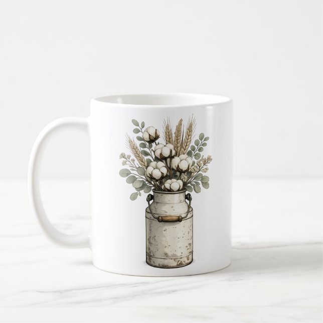 Café Taza de algodón y eucalipto de granja rústica | Vi (Izquierda)