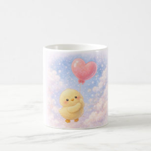 Café Taza de Alma Pollita Adorable con Globo de Corazón