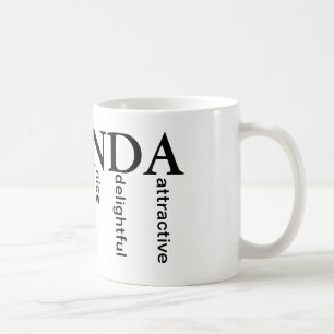Café Taza de Amanda con las palabras para cada letra en