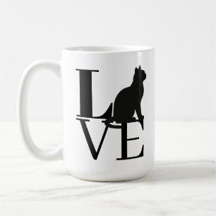 Café Taza de amantes de gatos con tipografía negra en n