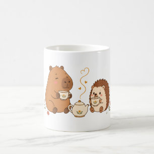 Café Taza de amigos en el té de capibara erizo lindo