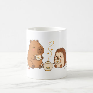 Café Taza de amigos en el té de capibara erizo lindo