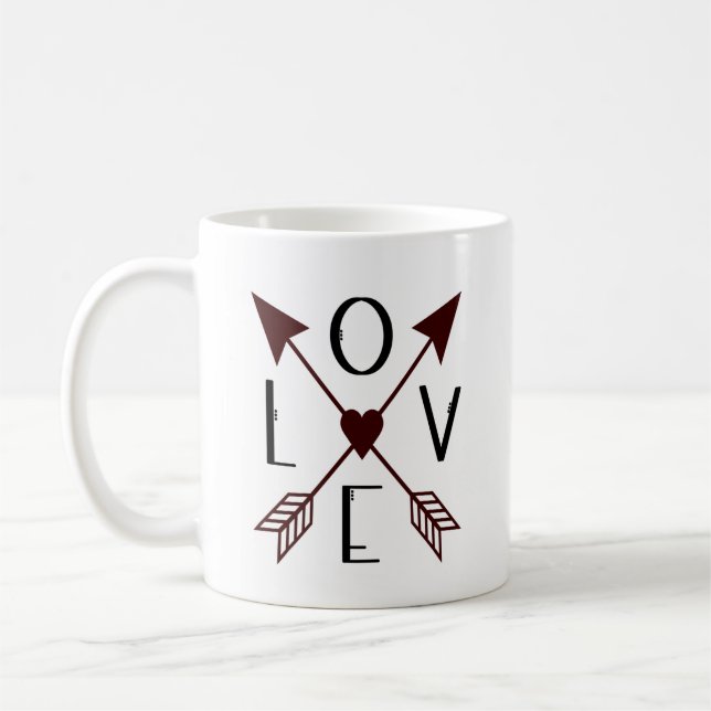 Café Taza de amor con fecha de boda personalizada con f (Izquierda)