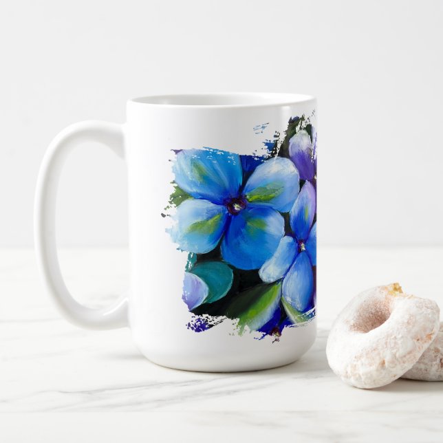 Café Taza de amor de flor azul es la respuesta (Con donut)