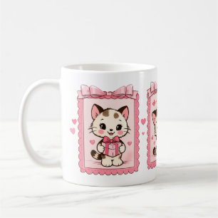 Café Taza de amor de gatito Kawaii lindo