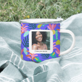 Café Taza de amor de madre floral azul personalizada