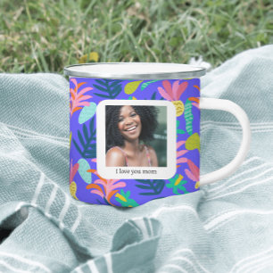 Café Taza de amor de madre floral azul personalizada