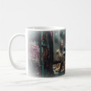 Café 🤖 Taza de Android Cyberpunk 'Vea a Usted Mismo'