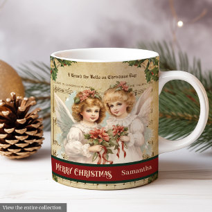 Café Taza de ángeles de Navidad vintage, recuerdo de va