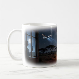 Café Taza de anhelo estrellado a través de la distancia