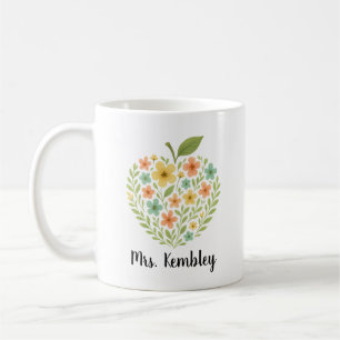 Café Taza de Apple Teacher personalizada Floral Apple p