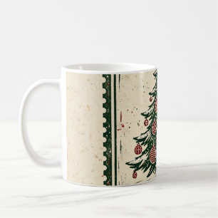 Café Taza de árbol de Navidad — Estilo de sello rojo vi