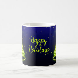 Café Taza de árboles festivos de neón