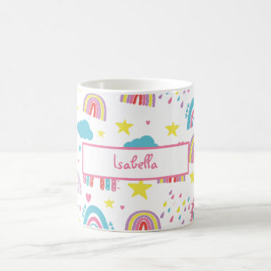 Café Taza de arcoíris personalizada para niñas con nomb