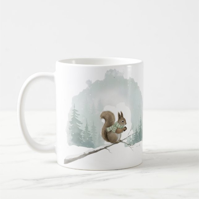 Café Taza de Ardilla Regalo de Navidad de Acuarela Inve (Izquierda)