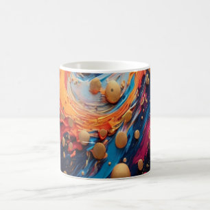 Café Taza de arte abstracto acrílico fluido vibrante az