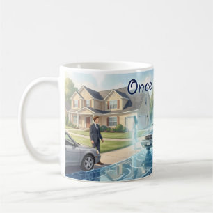 Café Taza de arte con reflejo de agua una vez en la vid