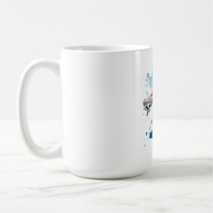 Café Taza de arte con salpicaduras de acuarela de París