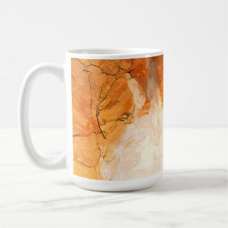Café Taza de arte de acuarela naranja abstracta