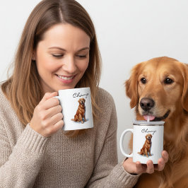 Café Taza de arte de Golden Retriever minimalista