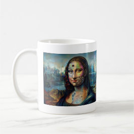 Café Taza de arte de IA de Mona Lisa futurista