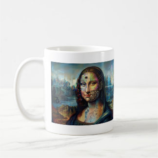Café Taza de arte de IA de Mona Lisa futurista