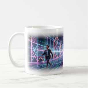 Café Taza de arte de jardín de sueños futurista de neón
