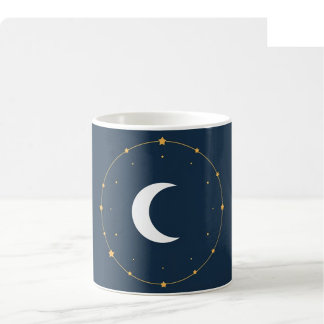 Café Taza de Arte de Línea Celestial - Índigo y Dorado