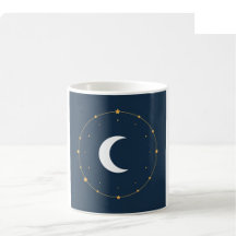Taza de Arte de Línea Celestial - Índigo y Dorado