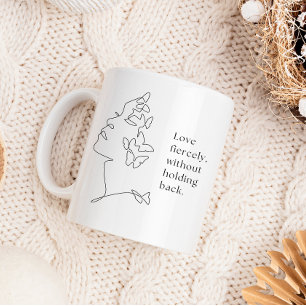 Café Taza de arte de línea de mariposa de amor feroz