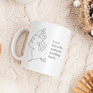Café Taza de arte de línea de mariposa de amor feroz