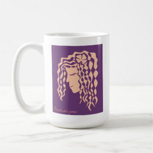 Café Taza de arte de línea de mujer morada melocotón pa