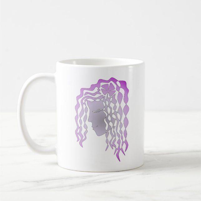 Café Taza de arte de línea gris morada de mujer pacífic (Izquierda)